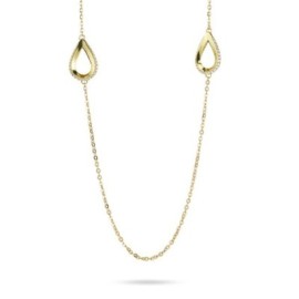 Collana lunga placcata oro giallo con moduli a goccia con pavè di zirconi [9e213145]