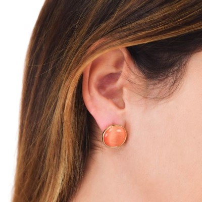 Orecchini placcati oro giallo con cristalli arancio scuro [033a1322]