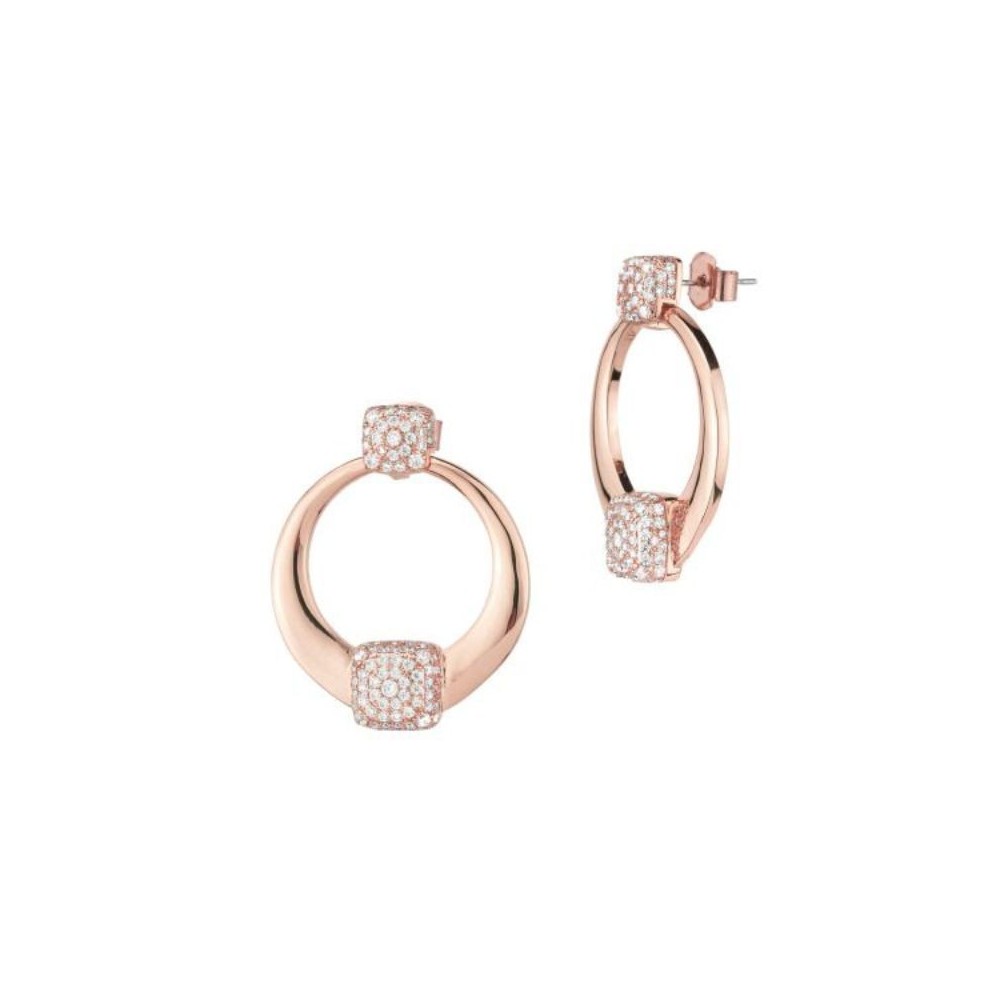 Orecchini placcati oro rosa con cerchi pendenti pavè [99a75e13]