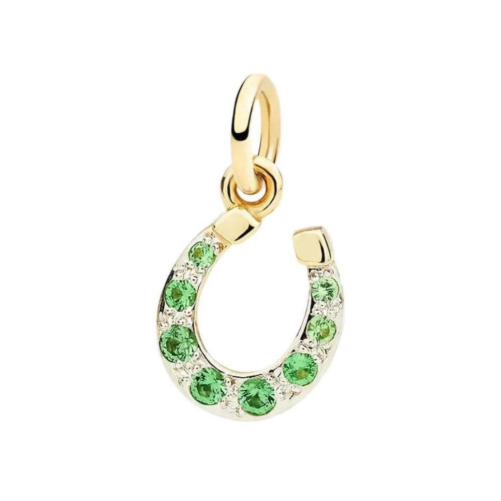 CIONDOLO FERRO DI CAVALLO ORO GIALLO E TSAVORITI [83ad89ae]