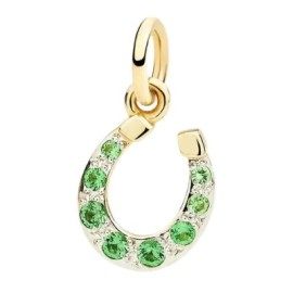 CIONDOLO FERRO DI CAVALLO ORO GIALLO E TSAVORITI [83ad89ae]