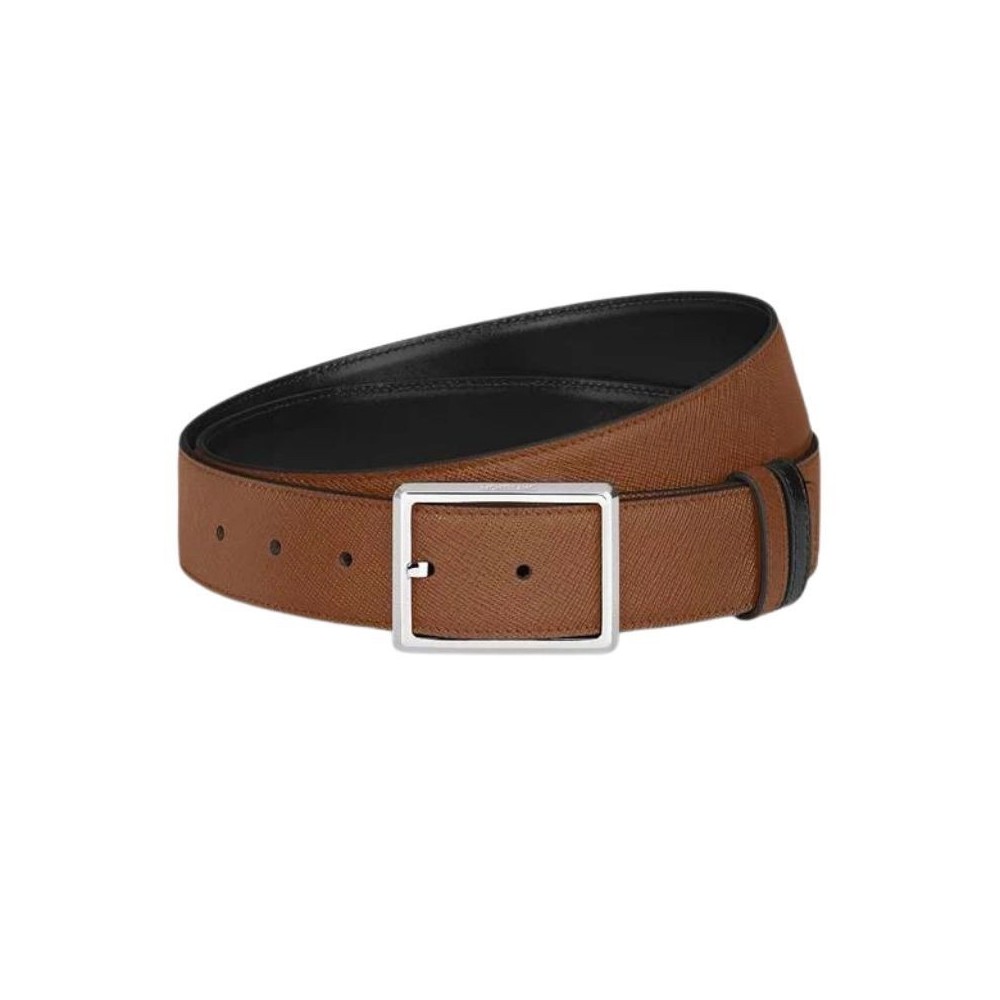 Cintura reversibile da 35 mm in pelle sartoriale con fibbia rettangolare [afee87ca]
