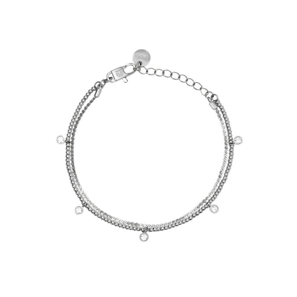 Bracciale in acciaio con catene e cristalli bianchi Kidult [4fba217b]