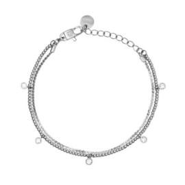Bracciale in acciaio con catene e cristalli bianchi Kidult [4fba217b]