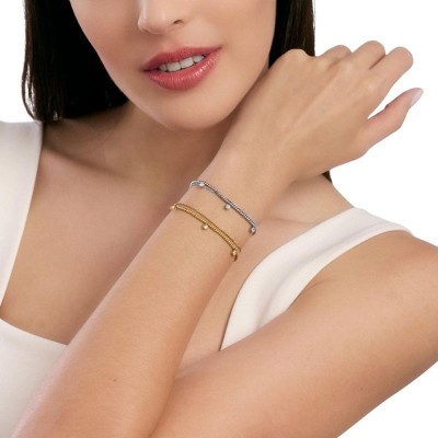 Bracciale in acciaio con catene e cristalli bianchi Kidult [969c6276]