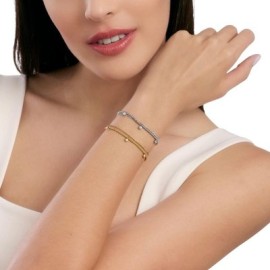 Bracciale in acciaio con catene e cristalli bianchi Kidult [969c6276]