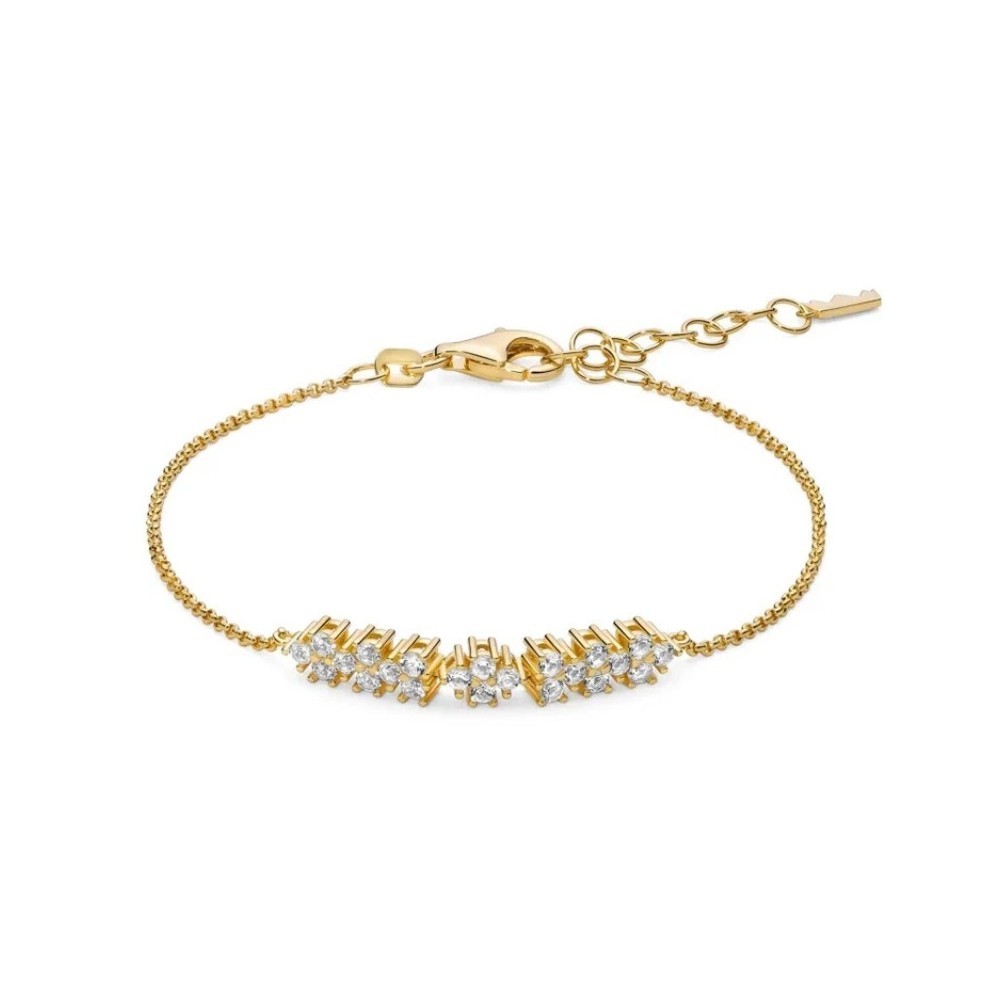 Bracciale Unica Neve con moduli di topazi bianchi e argento dorato [7fd2b20c]