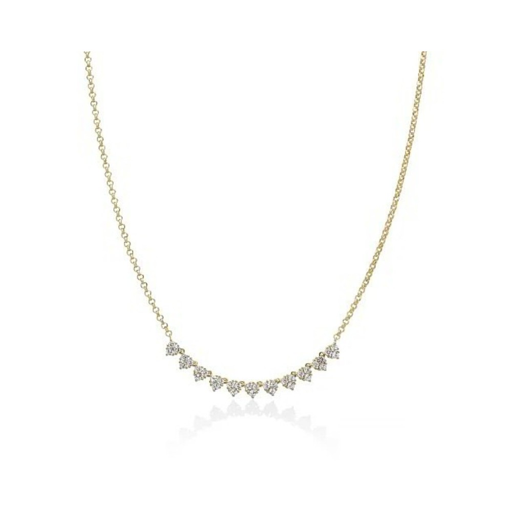 Collana Unica Neve con topazi bianchi e argento dorato [e4cc080a]