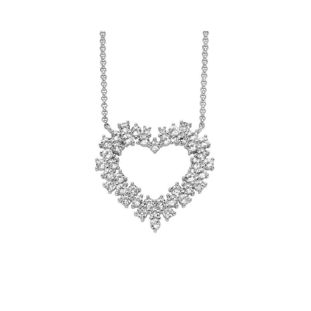 Collana Unica Neve con pendente cuore di topazi bianchi e argento [c01aaf03]