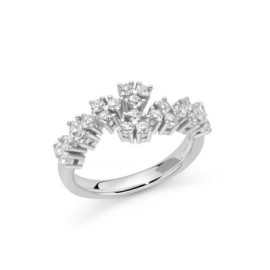 Anello Unica Neve contrarié con topazi bianchi e argento [daf03365]