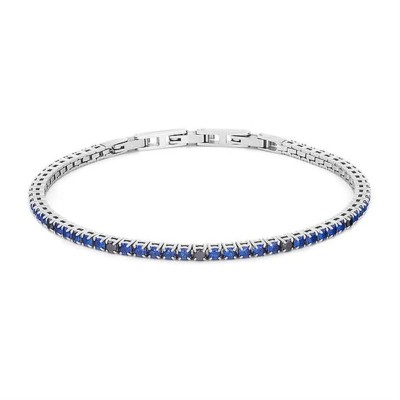 Bracciale Comete uomo in acciaio tennis pietre blu e nere [2390c20a]