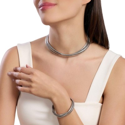 Bracciale tubogas intrecciato in acciaio argentato Kidult [173b7ba7]