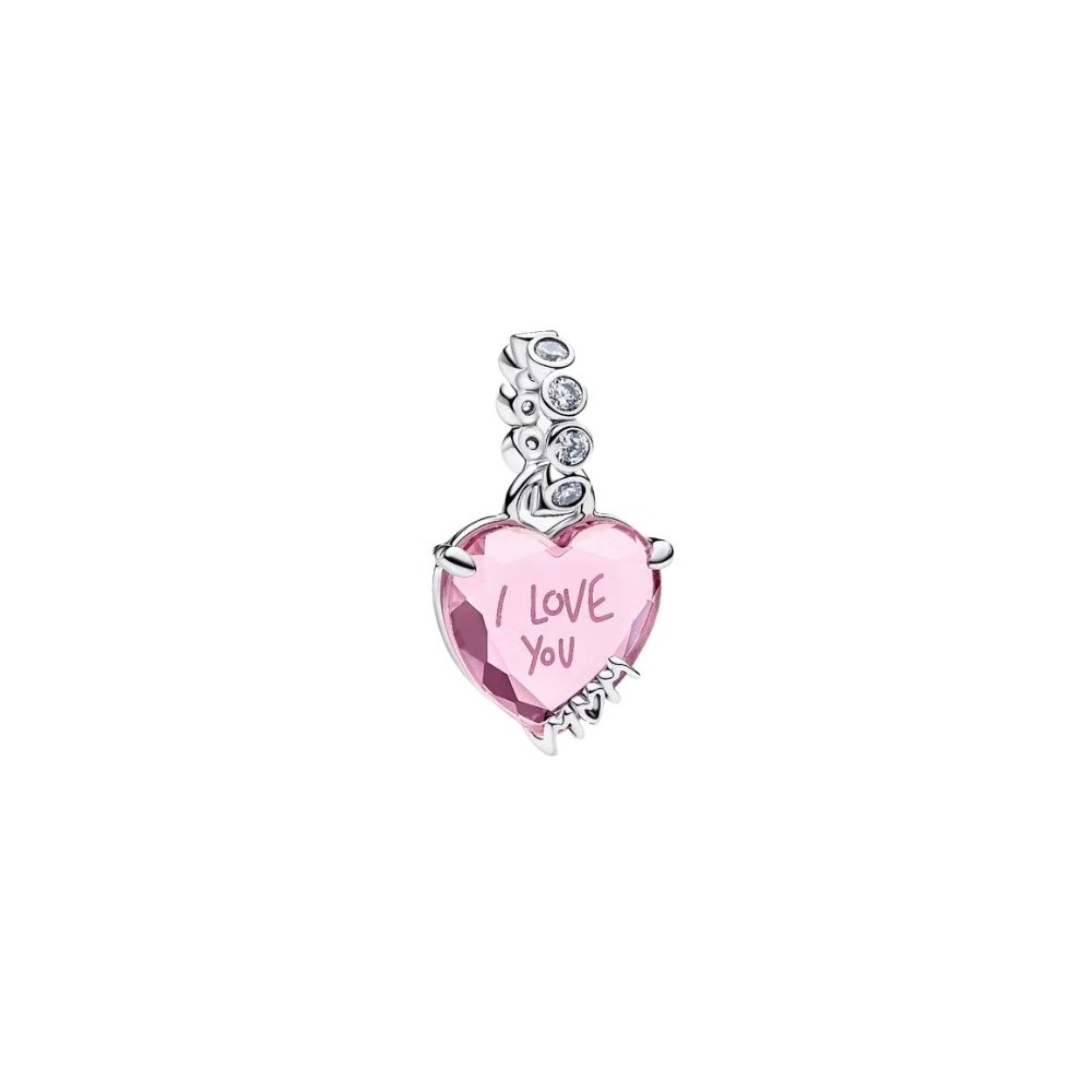Charm Pendente Cuore Rosa Ti Voglio Bene Mamma [370be5d5]