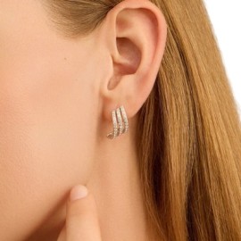 Orecchini A Cerchio Silver Shine Argento Rodiato Cubic Zirconia [12999cb1]