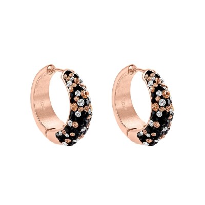 Orecchini A Cerchio Aura Acciaio Rosa Cristallo [8d6ee2a2]