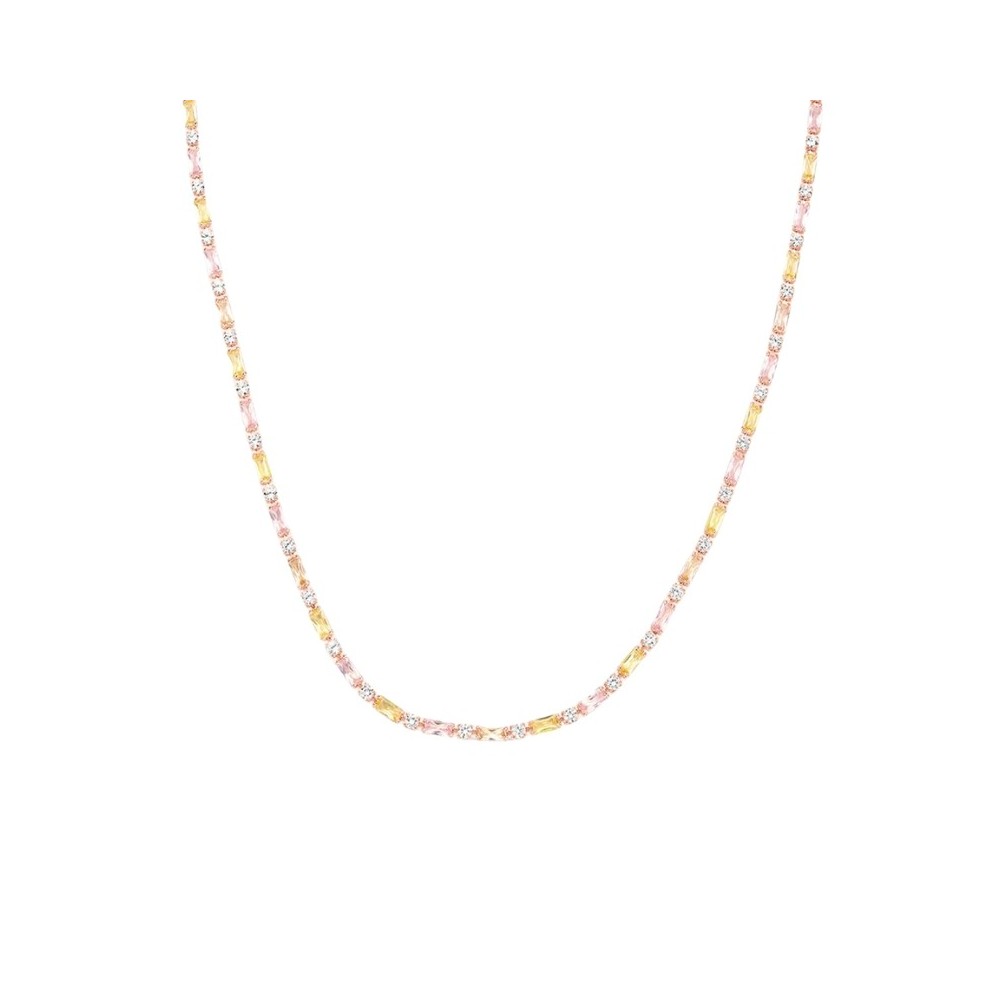 Collana Tennis Romantic Shine Ottone Rosa Cristallo [68f64897]
