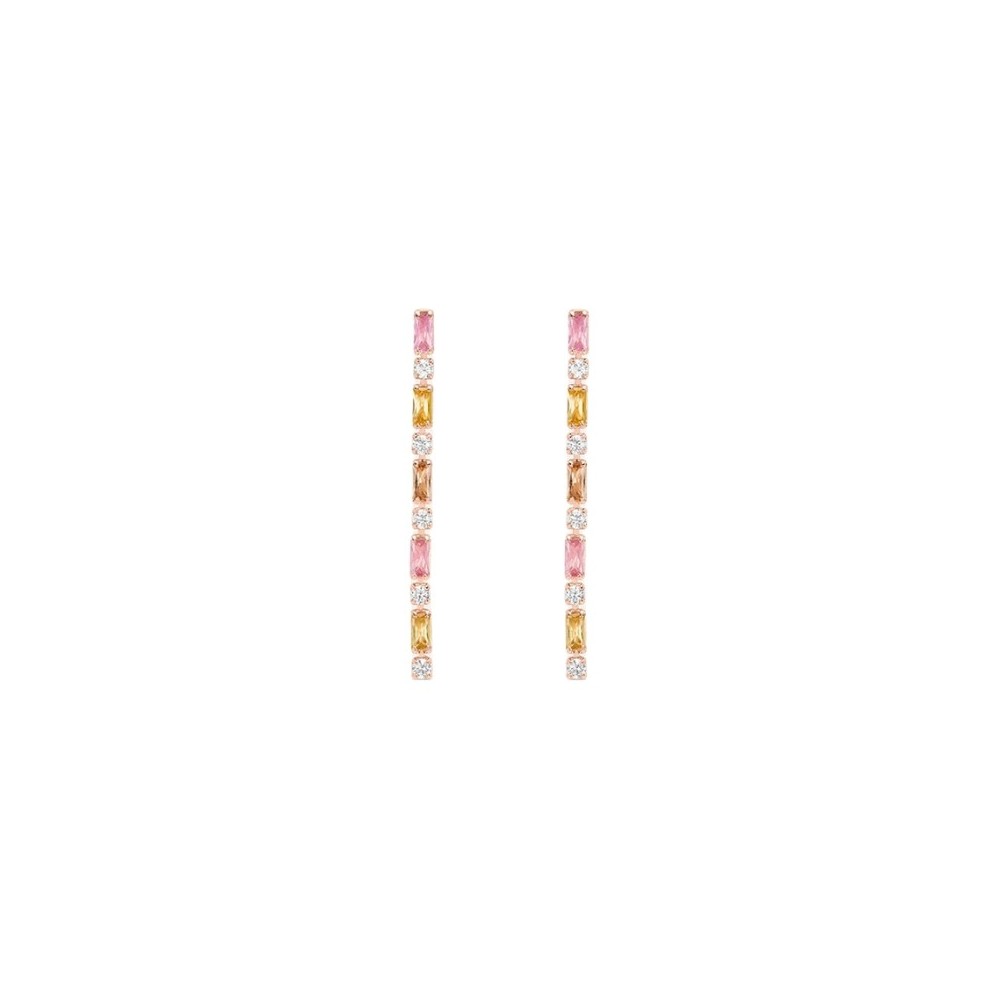 Orecchini Pendenti Tennis Romantic Shine Ottone Rosa Cristallo [f4a45d62]