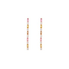 Orecchini Pendenti Tennis Romantic Shine Ottone Rosa Cristallo [f4a45d62]