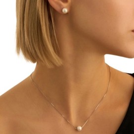 Orecchini Lobo Silver Pearls Argento Rodiato Perla sintentica [258e4816]