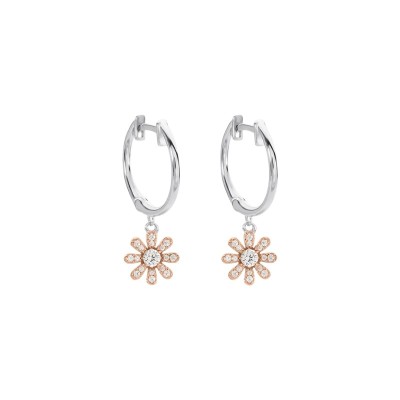 Orecchini A Cerchio Silver Moments Argento Bicolore Bianco - Rosa Cubic Zirconia [e1528fc1]