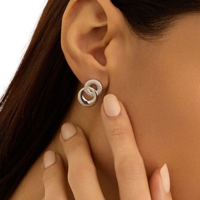 Orecchini Lobo Silver Shine Argento Rodiato Cubic Zirconia [574b152a]