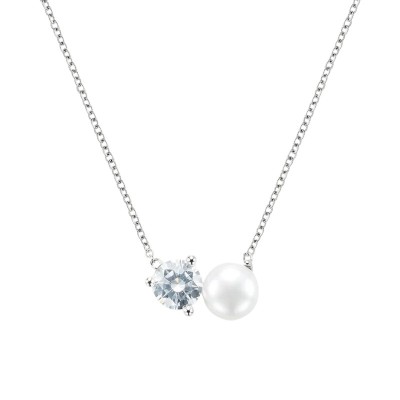 Collana Silver Pearls Argento Rodiato Perla sintetica Cubic Zirconia [a2e981fd]
