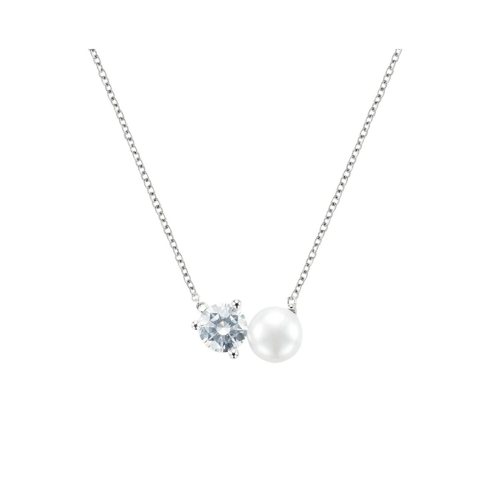 Collana Silver Pearls Argento Rodiato Perla sintetica Cubic Zirconia [a2e981fd]