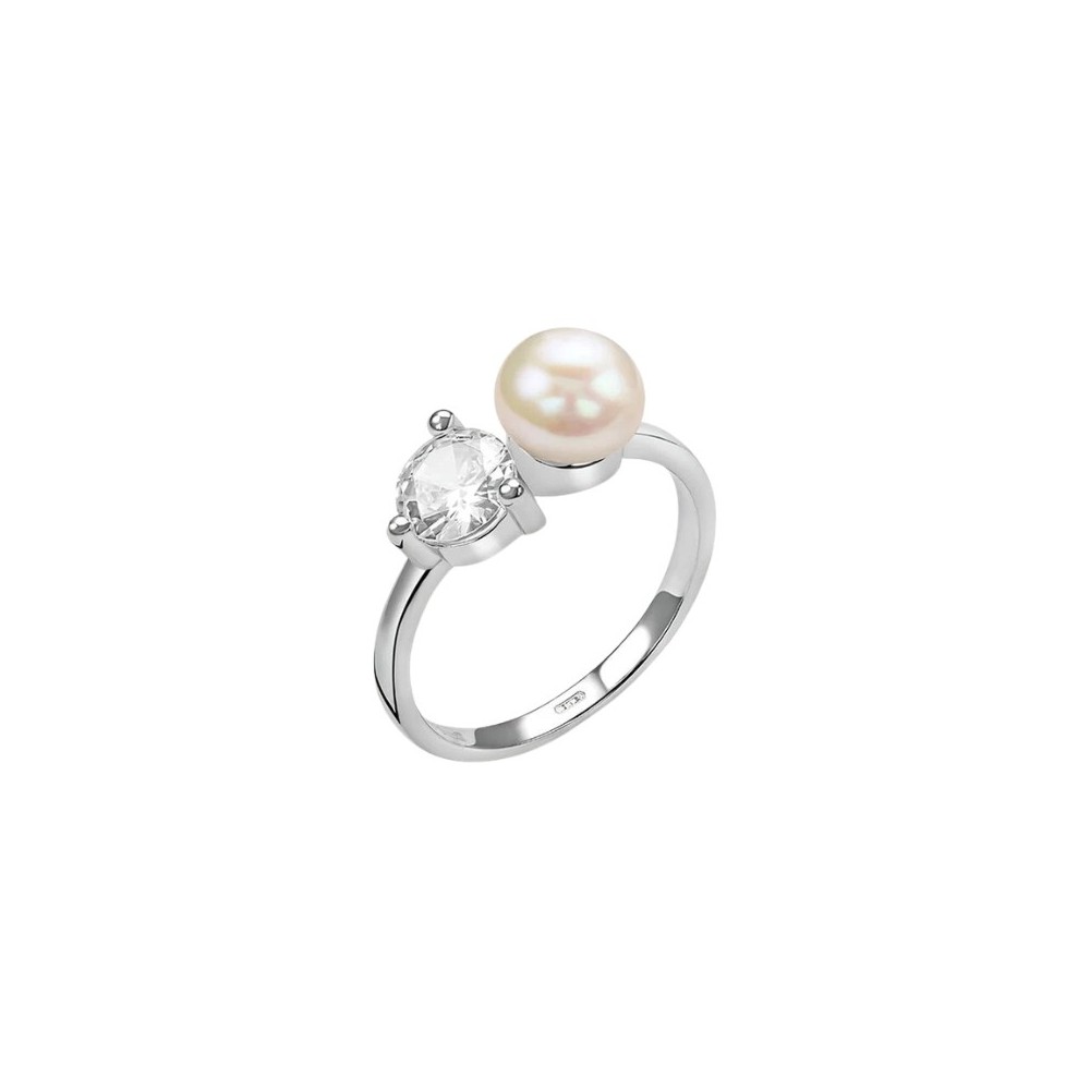 Anello Bilogy Silver Pearls Argento Rodiato Perla sintetica Cubic Zirconia [c9328515]