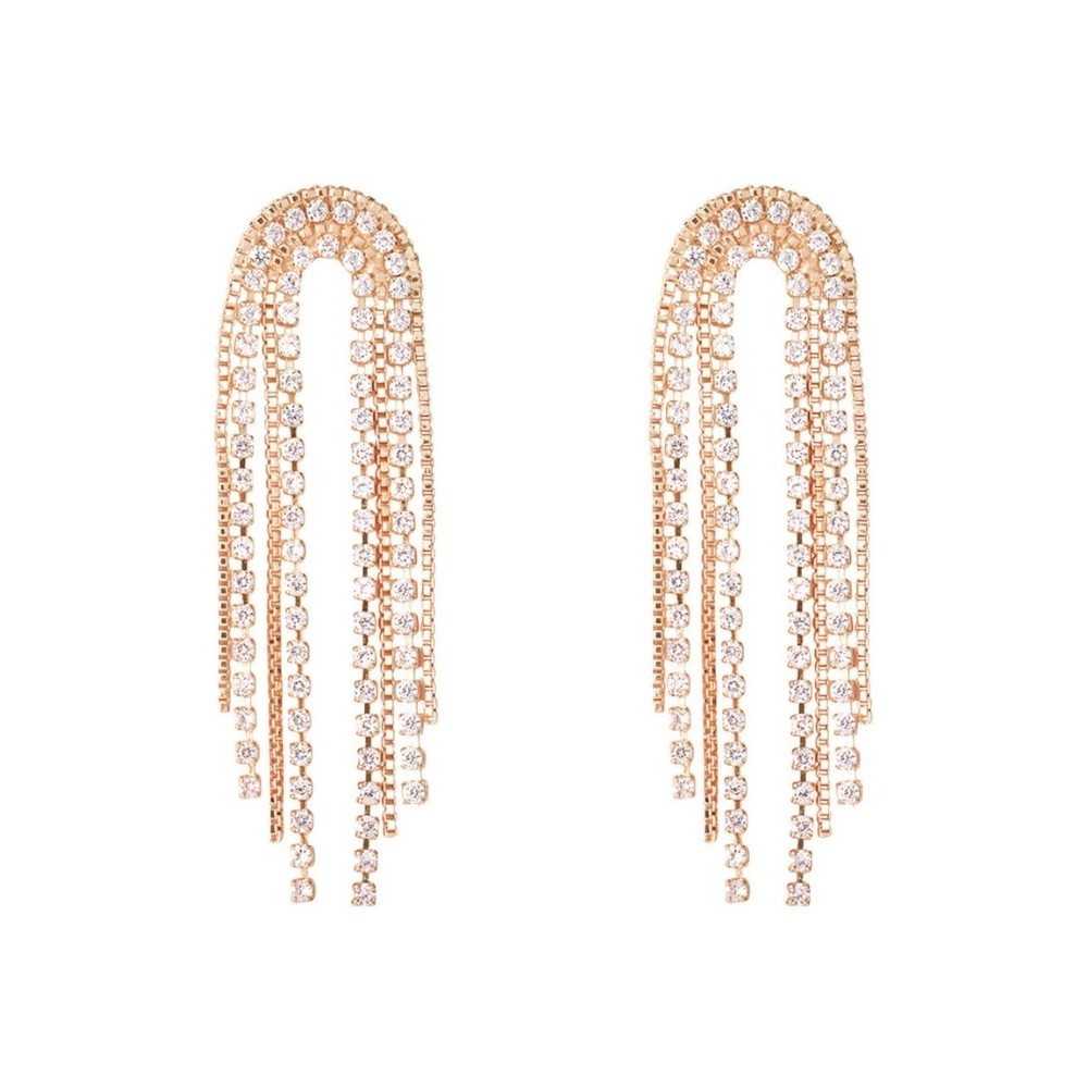 Orecchini Pendenti Romantic Shine Ottone Rosa Cristallo [8a1145b7]