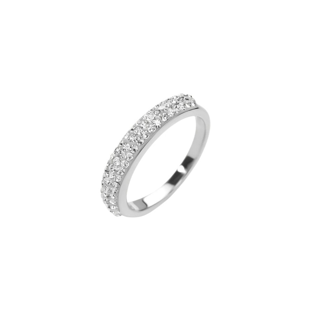 Anello Fascia Aura Acciaio Cristallo [669aa78e]