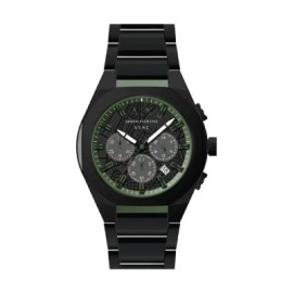 Orologio crono Armani Exchange Sync acciaio nero dettagli verdi [f53274cc]