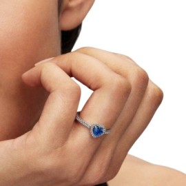 Anello Cuore in Rilievo Blu Intenso [facdb40c]