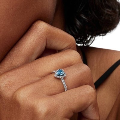 Anello Cuore in Rilievo Azzurro [7d616c0d]