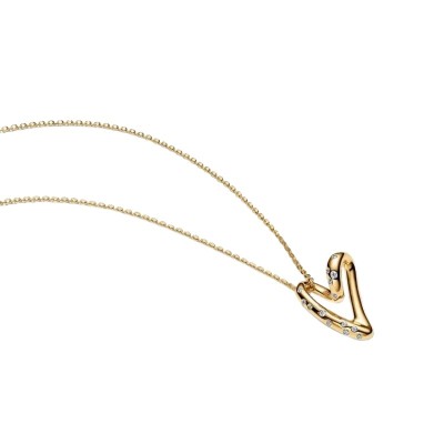 Collana con ciondolo a forma di cuore con pietra incastonata e design organico [e67da72b]