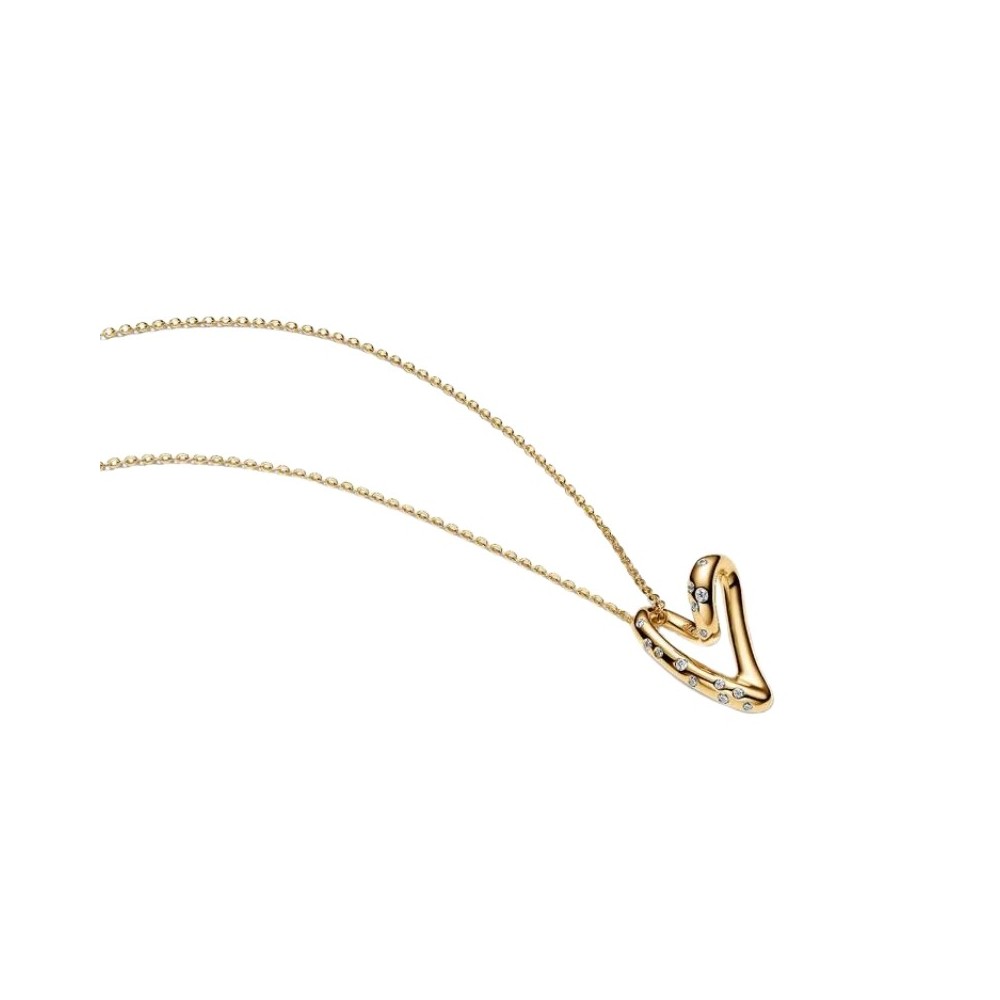 Collana con ciondolo a forma di cuore con pietra incastonata e design organico [e67da72b]