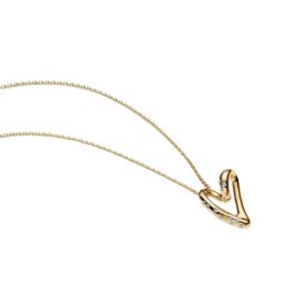 Collana con ciondolo a forma di cuore con pietra incastonata e design organico [e67da72b]