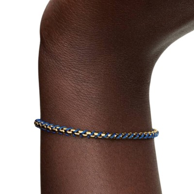 Bracciale a catena a maglia quadrata con cordino blu [6f869798]