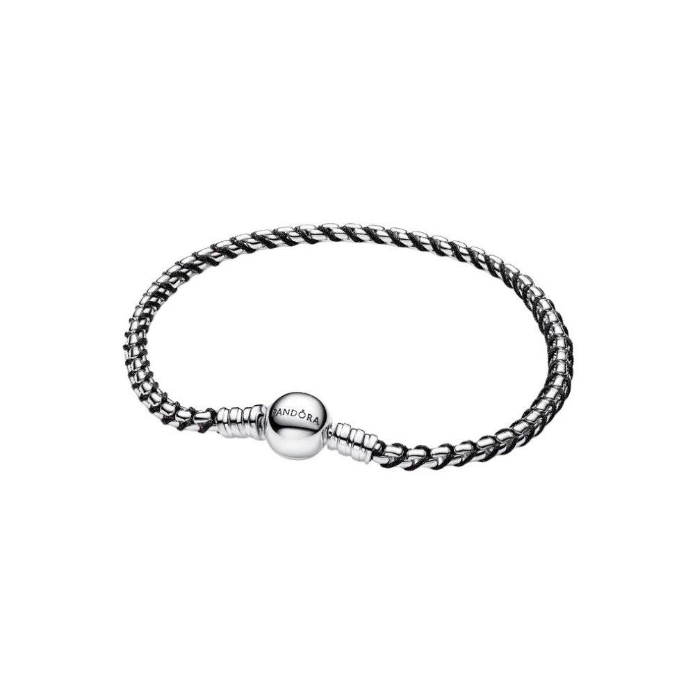 Bracciale a catena a maglie con cordino nero [9276739c]