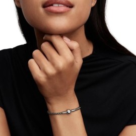 Bracciale a catena a maglie con cordino nero [9276739c]