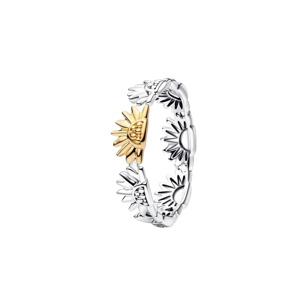 Anello a fascia bicolore con girasole [013ab949]