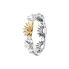 Anello a fascia bicolore con girasole [013ab949]