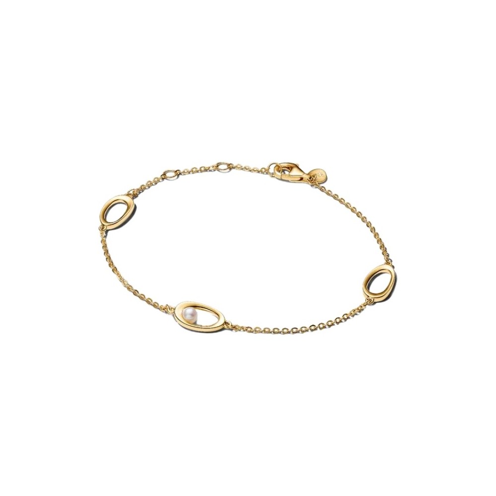 Bracciale con perle coltivate d'acqua dolce, ovali e trattate, dalla forma organica. [25ec1e40]