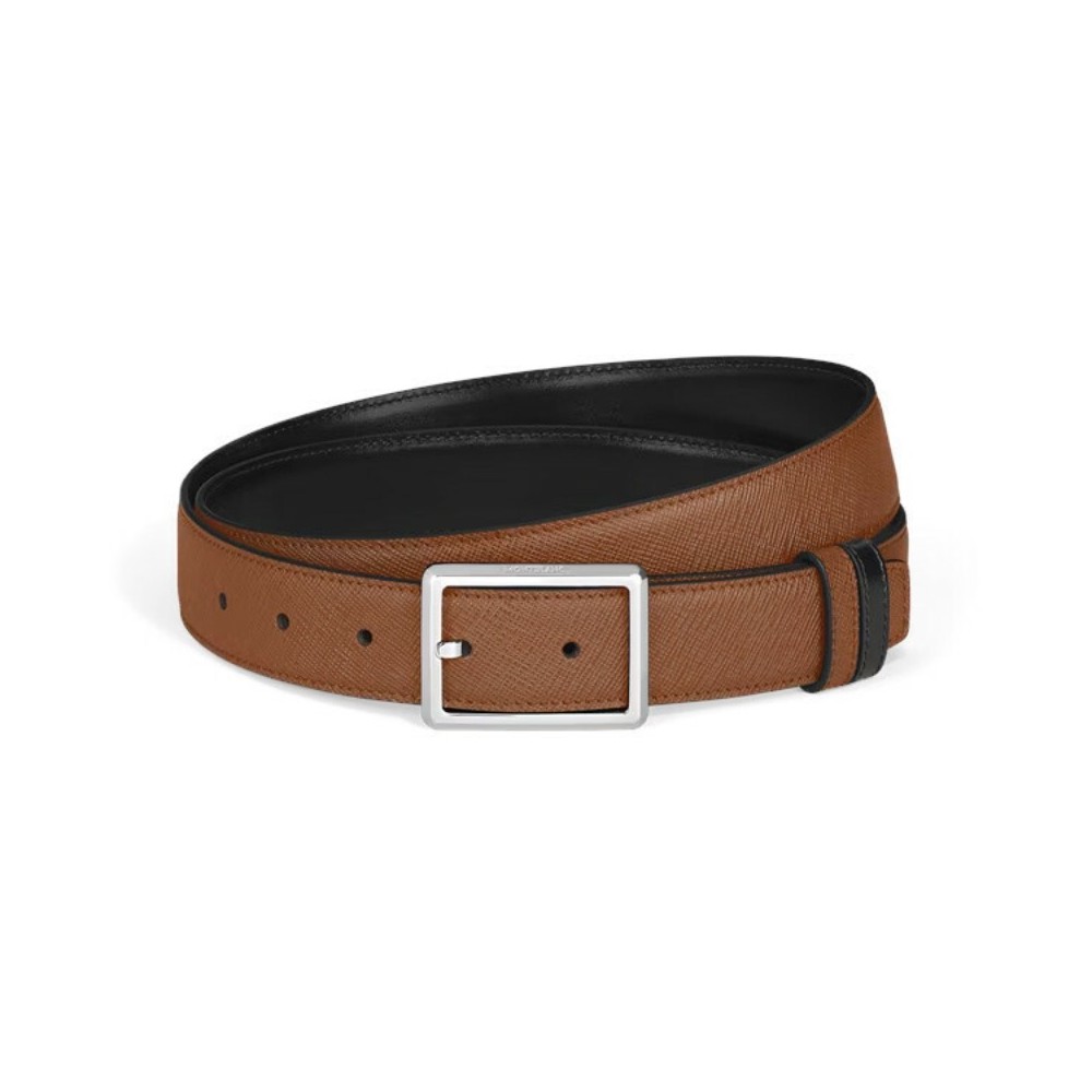Cintura Reversibile 30 mm in Pelle Sartorial con Fibbia Rettangolare [02cd49c1]