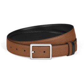 Cintura Reversibile 30 mm in Pelle Sartorial con Fibbia Rettangolare [02cd49c1]