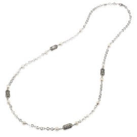 Collana lunga argento brunito con Lanterne e perle [f451ad91]