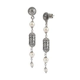Orecchini argento brunito con Lanterne mediterranee e perle [5972639a]