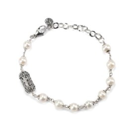 Bracciale argento brunito con Lanterna mediterranea e perle [dedebb9b]