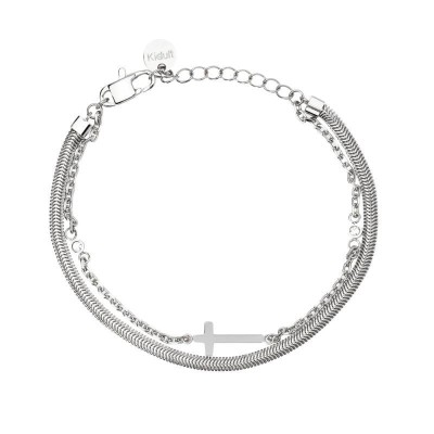 Bracciale regolabile con catene e croce Kidult [e299ef70]