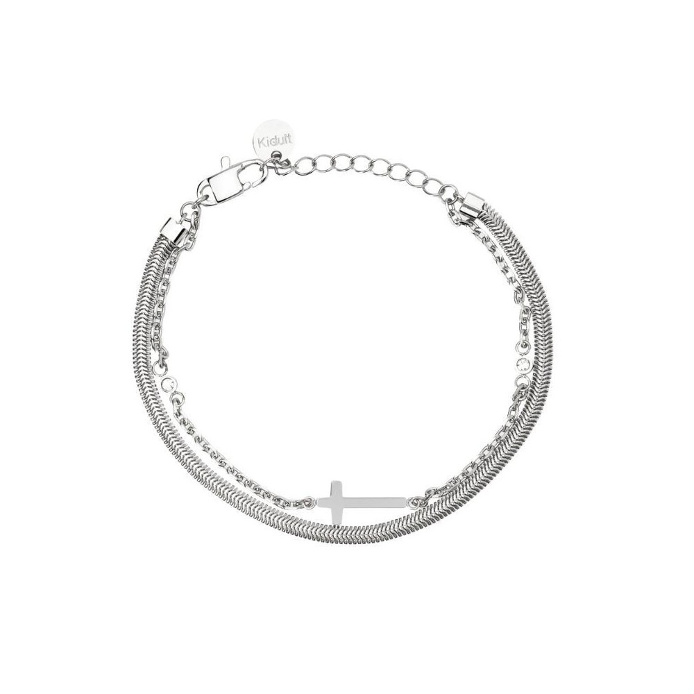 Bracciale regolabile con catene e croce Kidult [e299ef70]