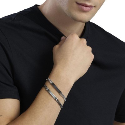 Bracciale uomo catena e piastra nera satinata Kidult [e982f2be]